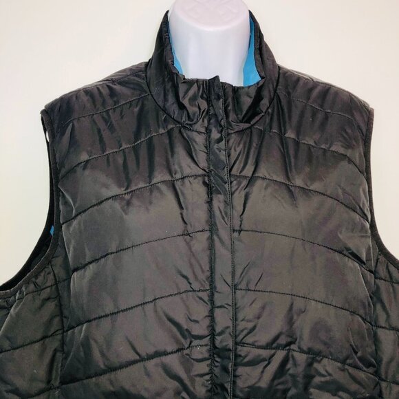 Lands End Womens XL Puffer Vest Black Blue Sleeveless - Picture 2 of 6